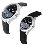Jainx Stylish Couple'S Black Denim Leather Strap Analog Watch - JC461