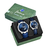 Couple's Blue Day And Date Function Analog Watch