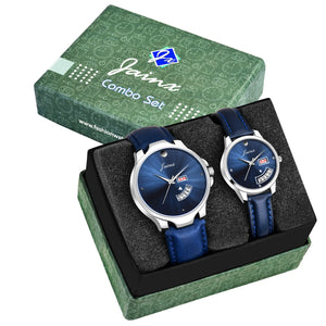 Jainx Couple'S Blue Day And Date Function Analog Watch - JC477
