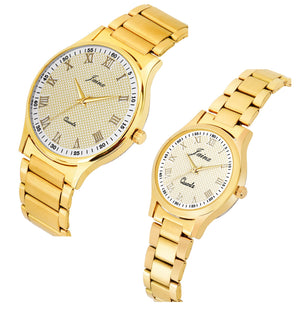 Jainx Couple'S Premium Golden Chain Analog Watch - JC481