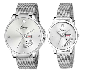 Jainx Analog Silver Dial Metal Watch For Couple
