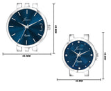Jainx Blue Dial Steel Chain Gift Set Analog Wrist Watch for Couple - JC9404