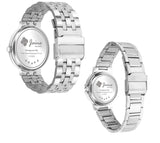 Jainx Green Dial Steel Chain Gift Set Analog Wrist Watch for Couple - JC9405