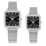 Jainx Minimalist Square Dial Steel Chain Gift Set Analog Watch for Couple JC9407
