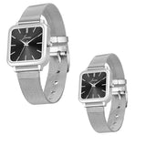 Jainx Minimalist Square Dial Steel Chain Gift Set Analog Watch for Couple JC9407