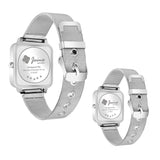 Jainx Minimalist Square Dial Steel Chain Gift Set Analog Watch for Couple JC9407