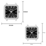 Jainx Minimalist Square Dial Steel Chain Gift Set Analog Watch for Couple JC9407