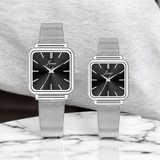 Jainx Minimalist Square Dial Steel Chain Gift Set Analog Watch for Couple JC9407