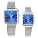 Jainx Minimalist Square Dial Steel Chain Gift Set Analog Watch For Couple JC9408
