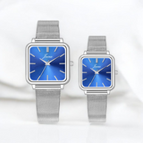 Jainx Minimalist Square Dial Steel Chain Gift Set Analog Watch For Couple JC9408