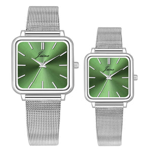 Jainx Minimalist Square Dial Steel Chain Gift Set Analog Watch for Couple JC9409