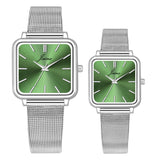 Jainx Minimalist Square Dial Steel Chain Gift Set Analog Watch for Couple JC9409
