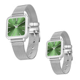 Jainx Minimalist Square Dial Steel Chain Gift Set Analog Watch for Couple JC9409