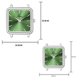 Jainx Minimalist Square Dial Steel Chain Gift Set Analog Watch for Couple JC9409