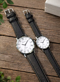 Jainx Black Leather Strap Corporate Gift Set Analog Wrist Watch for Couple -JC9410