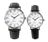Jainx Black Leather Strap Corporate Gift Set Analog Wrist Watch for Couple -JC9410