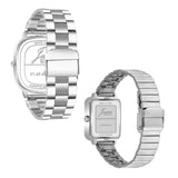 Jainx Blue Square Shape Steel Chain Gift Set Analog Wrist Watch for Couple - JC9413