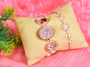 Jainx Rose Gold Bracelet & Stone Studded Gift Set Analog Watch - For Women JGS002