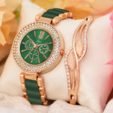 Jainx Green Stylish Bracelet Gift Set Combo with Analog Wrist Watch for Women - JGS011