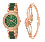 Jainx Green Stylish Bracelet Gift Set Combo with Analog Wrist Watch for Women - JGS011