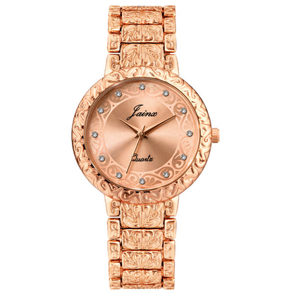 Jainx Rose Gold Stylish Bracelet Gift Set Combo with Analog Wrist Watch for Women - JGS013