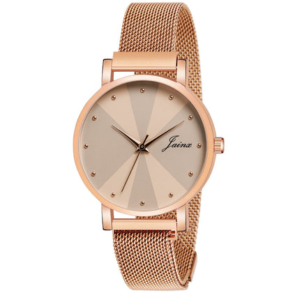 Jainx Rose Gold Stylish Bracelet Gift Set Combo with Analog Wrist Watch for Women - JGS014