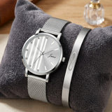 Jainx Silver Stylish Bracelet Gift Set Combo with Analog Wrist Watch for Women - JGS015