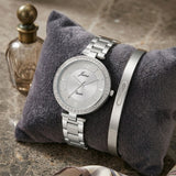 Jainx Silver Stylish Bracelet Gift Set Combo with Analog Wrist Watch for Women - JGS016