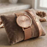 Jainx Rose Gold Stylish Bracelet Gift Set Combo with Analog Wrist Watch for Women - JGS017