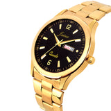 Jainx Premium Day & Date Feature Black Dial Golden Chain Analog Watch - For Men JM1132