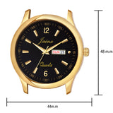 Jainx Premium Day & Date Feature Black Dial Golden Chain Analog Watch - For Men JM1132