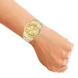 Jainx Premium Day And Date Function Golden Dial Analog Watch - For Men JM1158