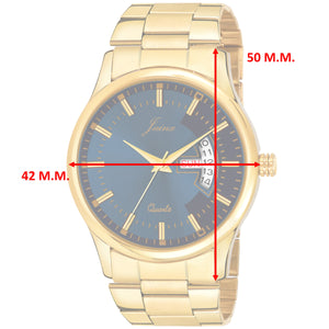 Jainx Premium Day And Date Function Blue Dial Golden Analog Watch For Men - JM1169