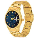 Jainx Premium Day And Date Function Blue Dial Golden Analog Watch For Men - JM1169