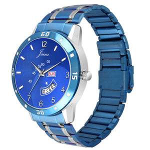 Jainx Sports Day & Date Function Blue Chain Analog Watch - For Men JM1171
