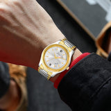 Jainx Silver Dial Day And Date Functioning Analog Watch - For Men JM1173
