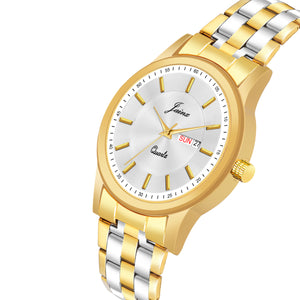 Jainx Premium Day & Date Feature White Dial Analogue Watch For Men - JM1176