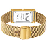 Jainx Premium Slim Squre Dial And Golden Mesh Chain Analogue Watch For Men - JM1181