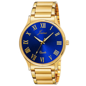 JM1192 Roman Numeral Golden Analog Watch for Men