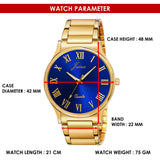 JM1192 Roman Numeral Golden Analog Watch for Men