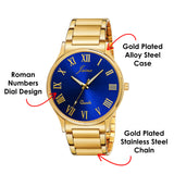 JM1192 Roman Numeral Golden Analog Watch for Men