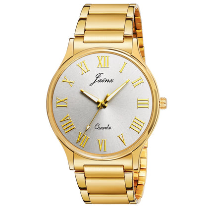 JM1193 Roman Numeral Golden Analog Watch for Men