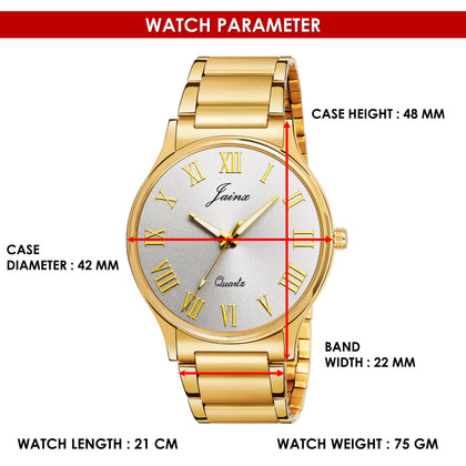 JM1193 Roman Numeral Golden Analog Watch for Men