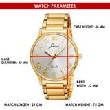 JM1193 Roman Numeral Golden Analog Watch for Men