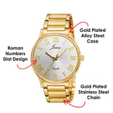 JM1193 Roman Numeral Golden Analog Watch for Men