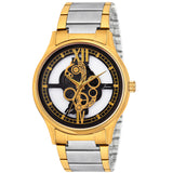Jainx Premium Gold Plated Transparent Skeleton Dial Steel Chain Analog Wrist Watch for Men - JM1194