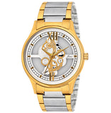 Jainx Premium Gold Plated Transparent Skeleton Dial Steel Chain Analog Wrist Watch for Men - JM1195