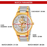 Jainx Premium Gold Plated Transparent Skeleton Dial Steel Chain Analog Wrist Watch for Men - JM1195