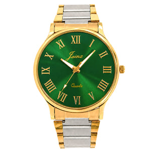 Jainx JM1196 green dial two-tone chain analog watch for men