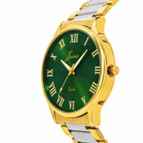Jainx JM1196 green dial two-tone chain analog watch for men 